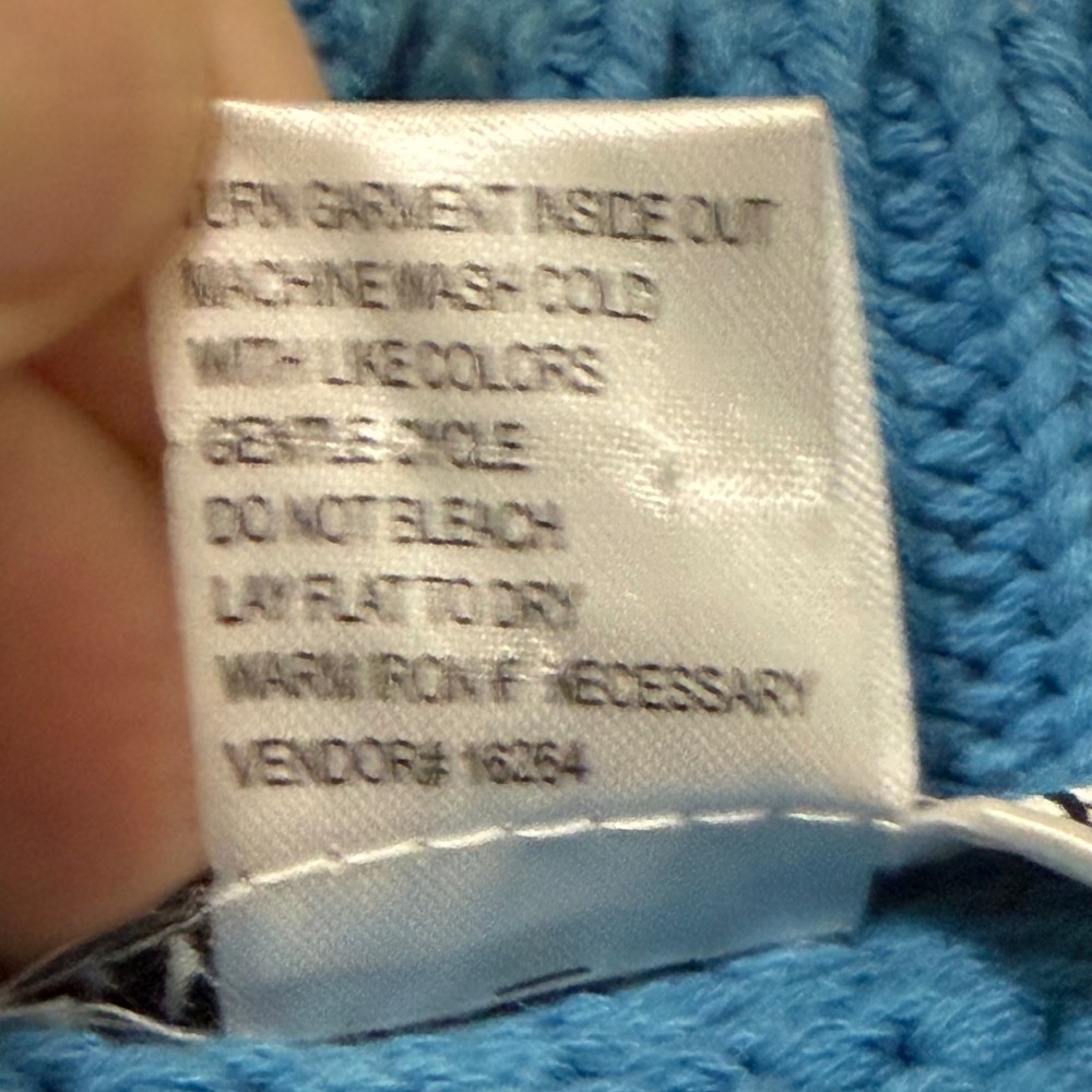WinterSilks‎ Turquoise Blue Cable Knit Bobble Silk Cotton Blend Sweater Size L - Picture 5 of 6